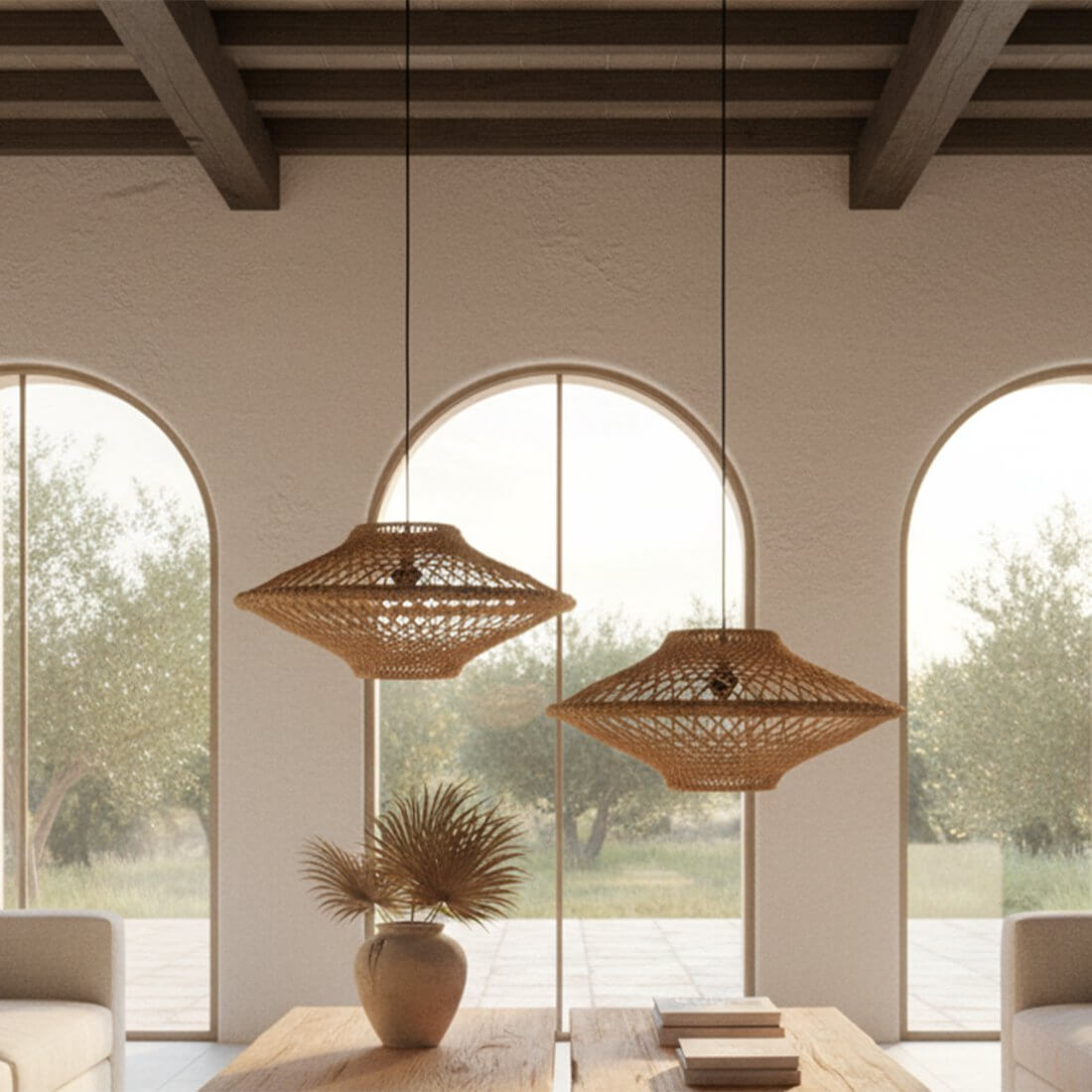 Corda hanging lamp Naturel Medium - Raw Materials