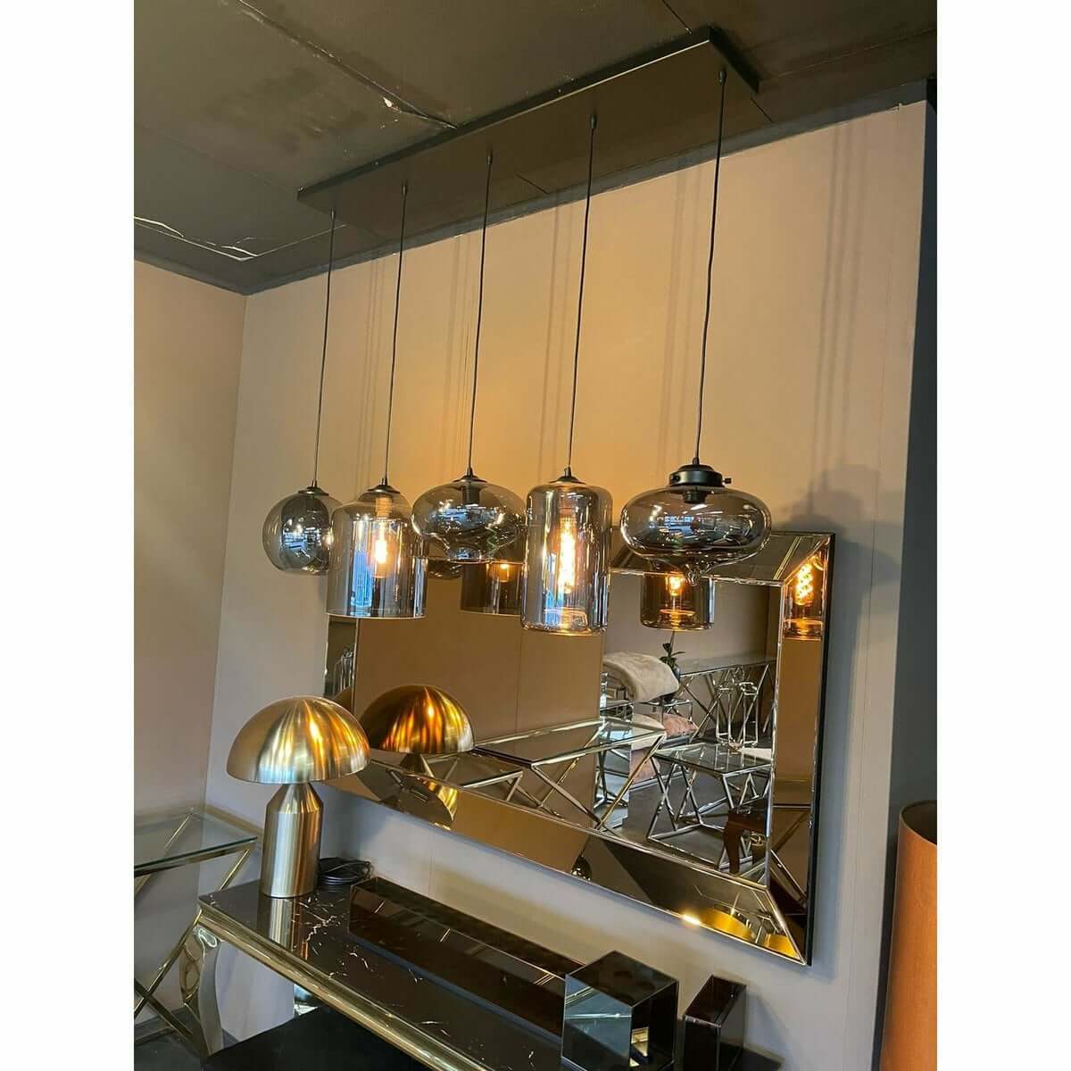 Ava Hanging Lamp Smoke Glass 5-Light Mix - Luxury Living B.V.