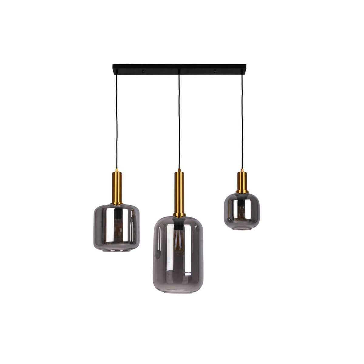 Hanglamp Rookglas Zwart Met Goud - Luxe Retro Moderne