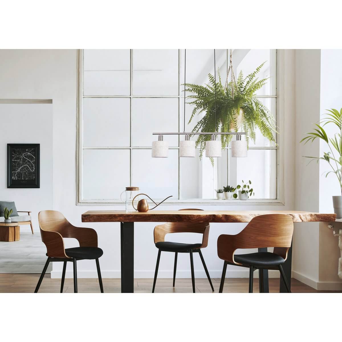 Hanglamp Satin Nikkel En Linnen – Elegant Modern Ontwerp