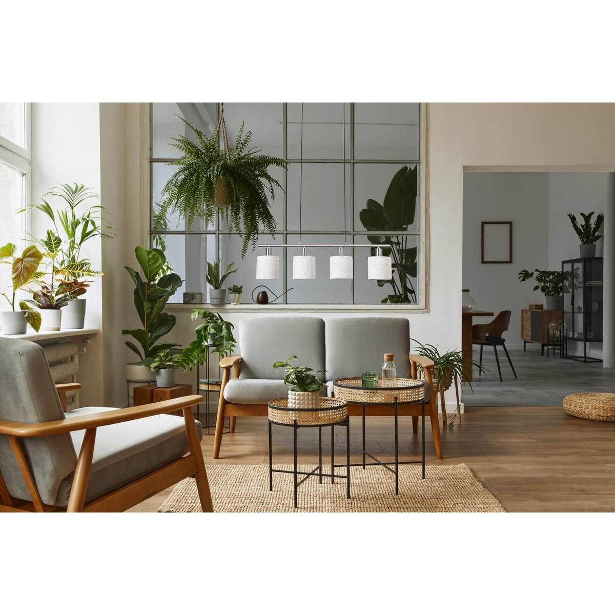 Hanglamp Satin Nikkel En Linnen – Elegant Modern Ontwerp