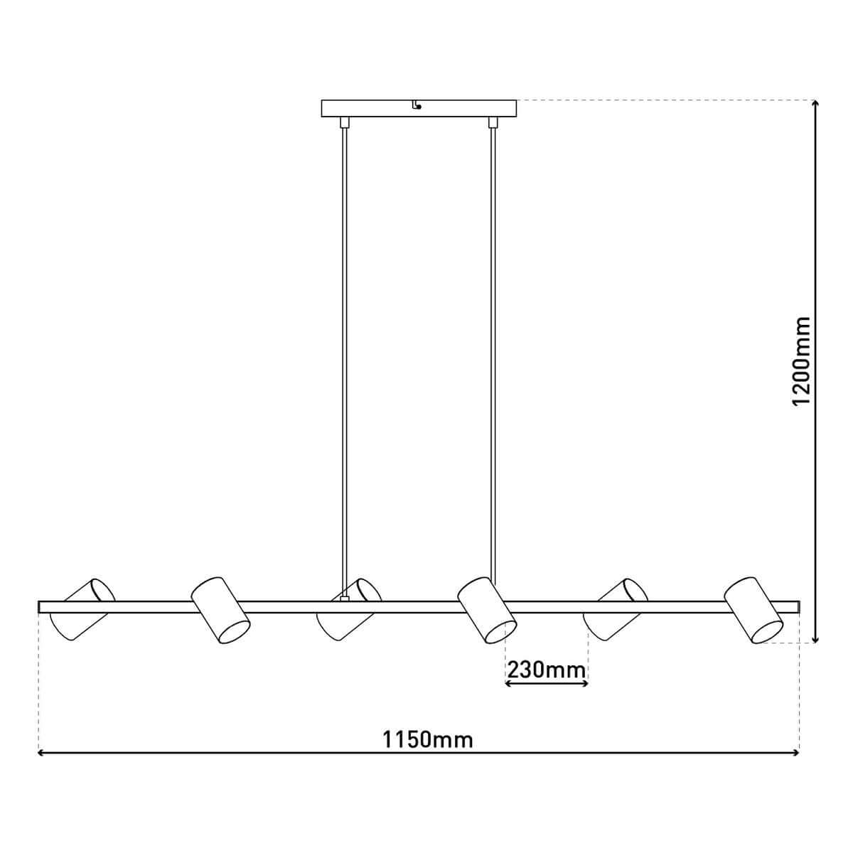 Hanglamp Zwart Goud 6-Lichts - Modern Industrieel Ontwerp