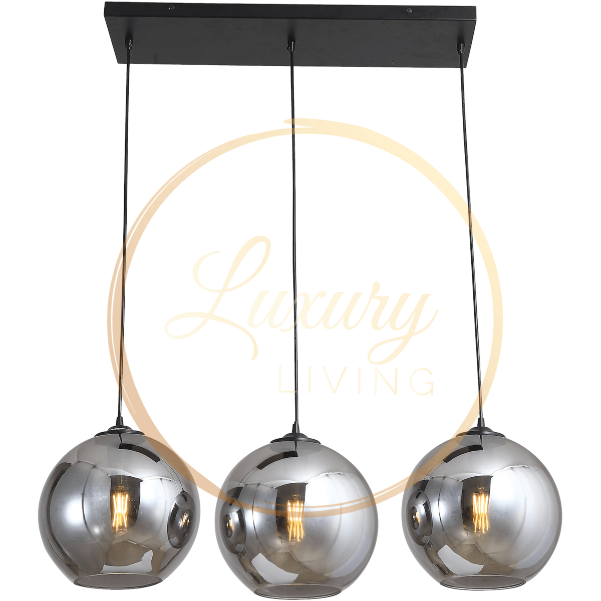 Hanging lamp Smoke Glass 3-Light Straight - Luxury Living B.V.