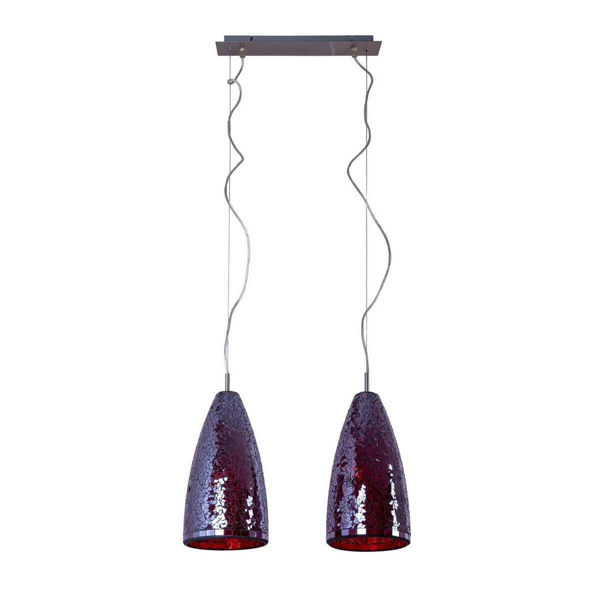 Individu hanglamp met 2 glazen elementen - 41 × 8 × 105 cm