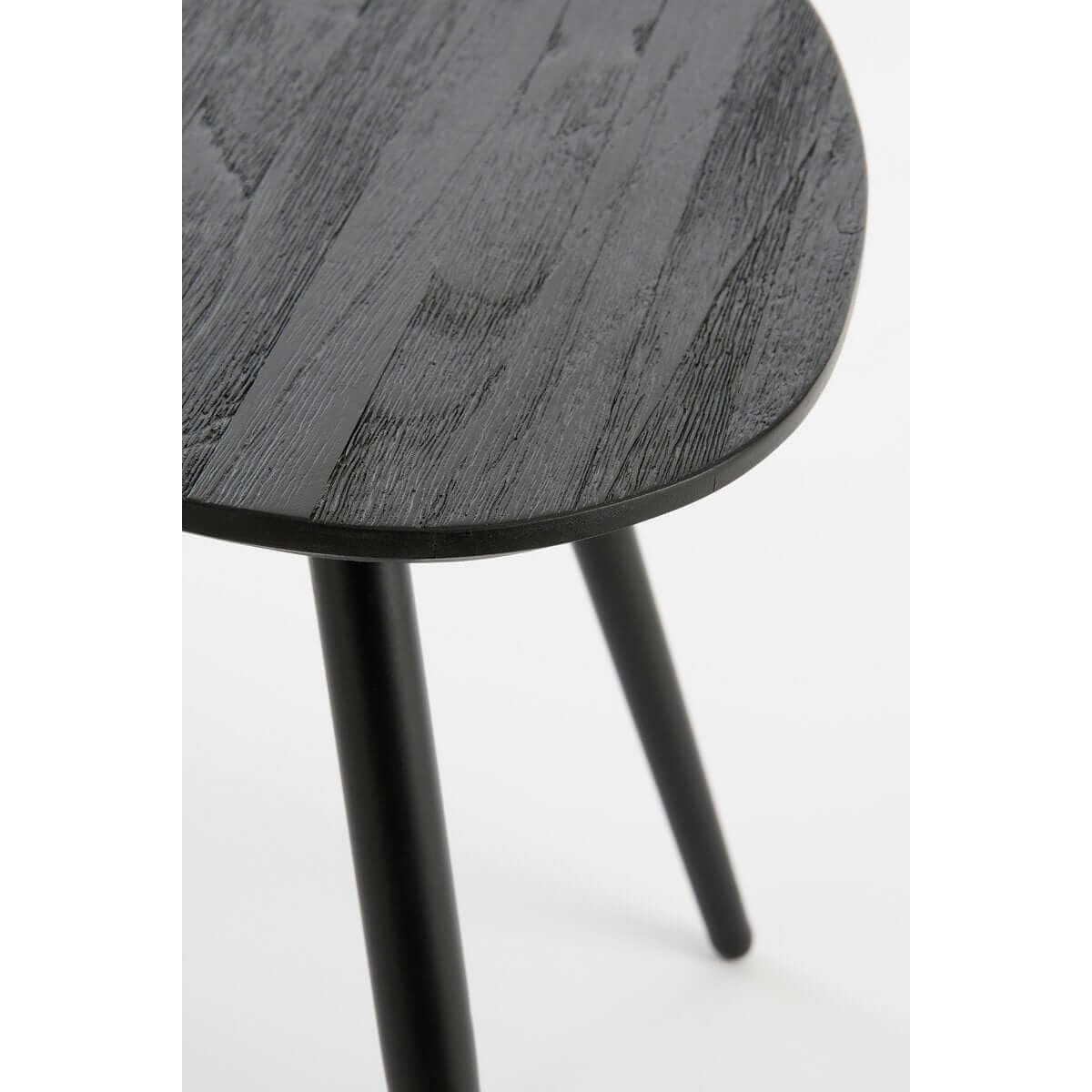 Jailey bijzettafels gerecycled teak zwart - met metalen poten - set van 2