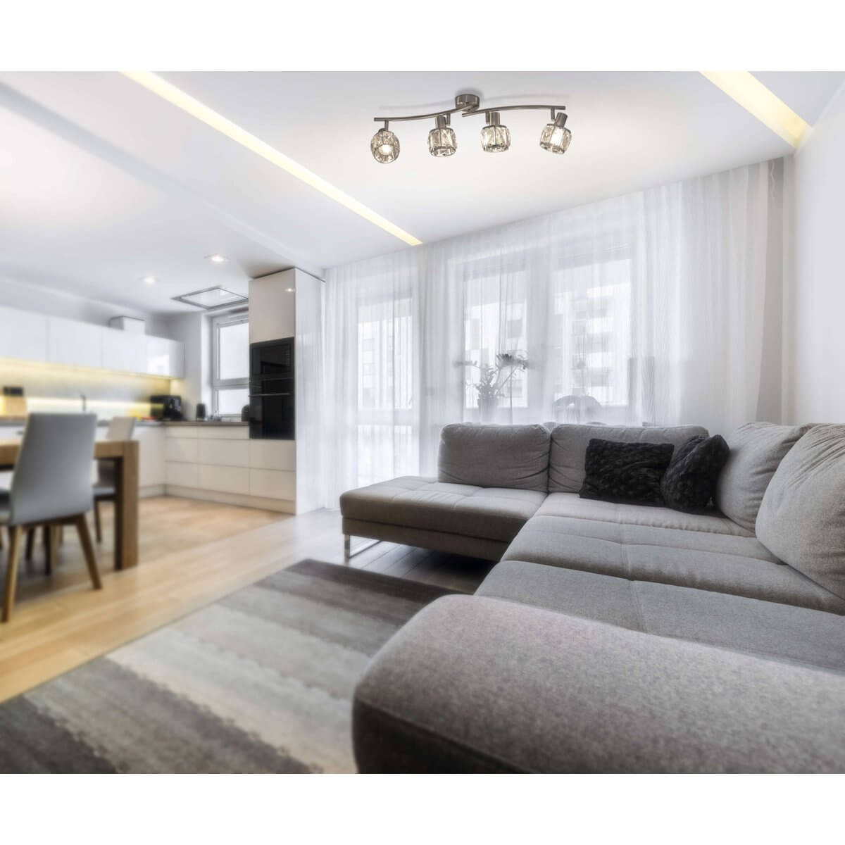 Josefa 4-Spot Plafondlamp – Retro Chic & Moderne Luxe – 70 cm