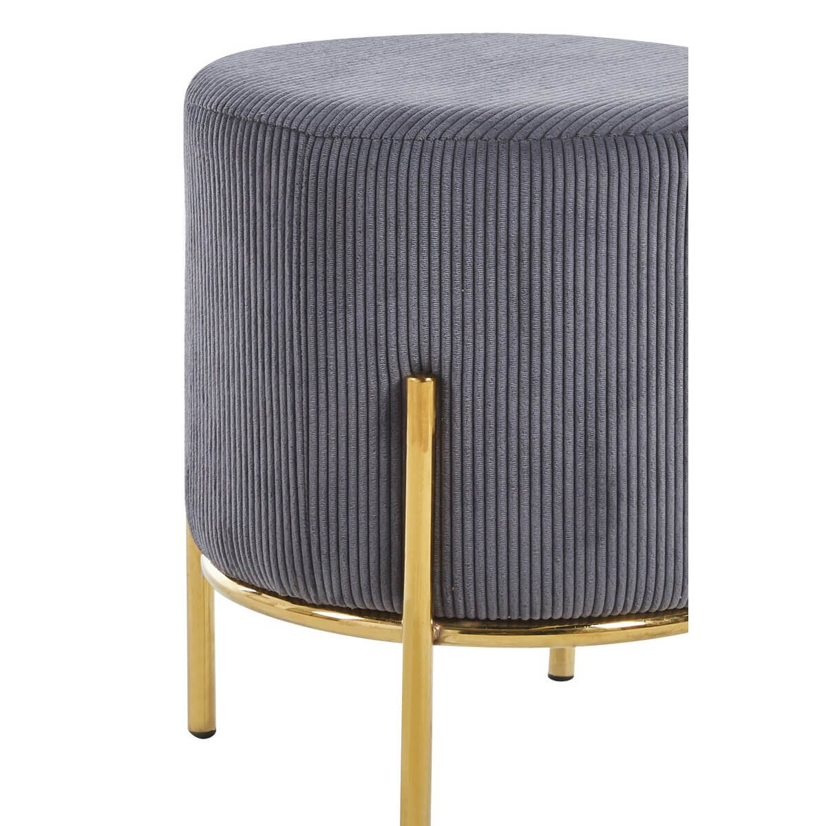 Upholstered stool Ø35 cm cord optic gray - SalesFever