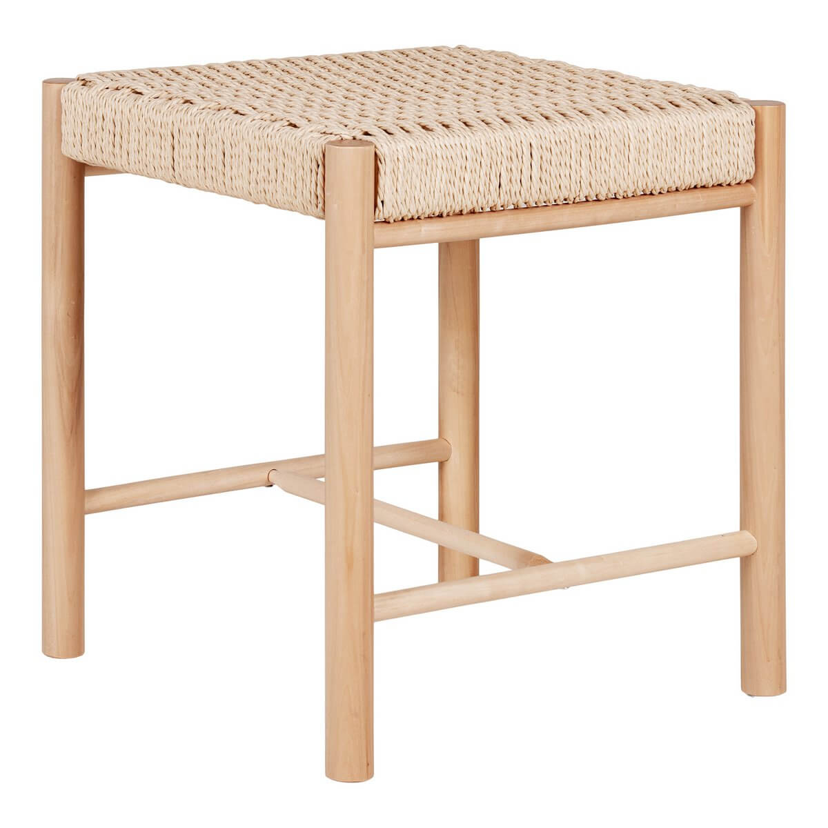 Abano Stool - Poplar Wood, Paper Cord, Natural - 42x42x46.5 cm - House Nordic ApS