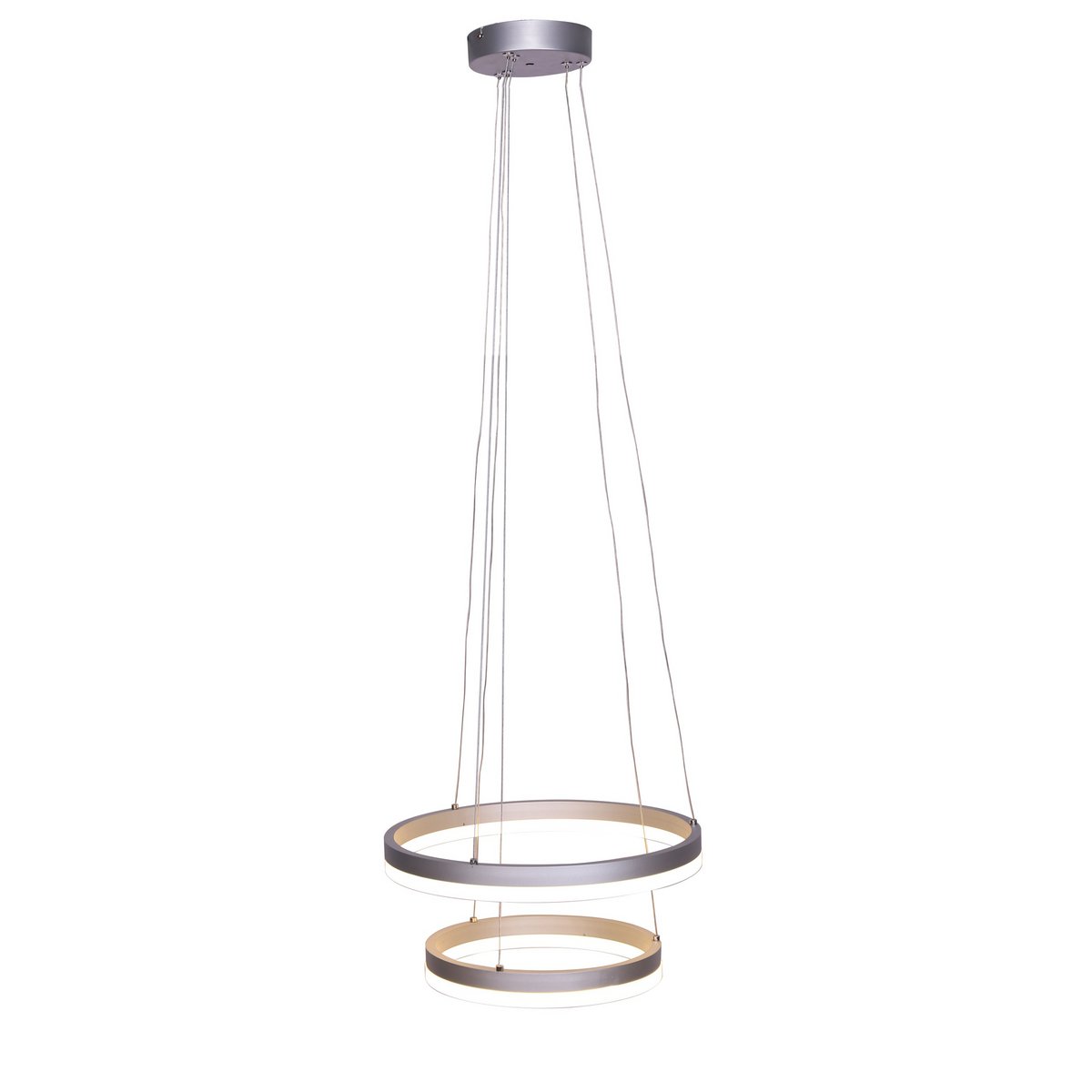 LED Hanglamp Ringen Wit & Zilver Ø38 cm – Moderne Dubbele Ringlamprond - SalesFever - Casanovio