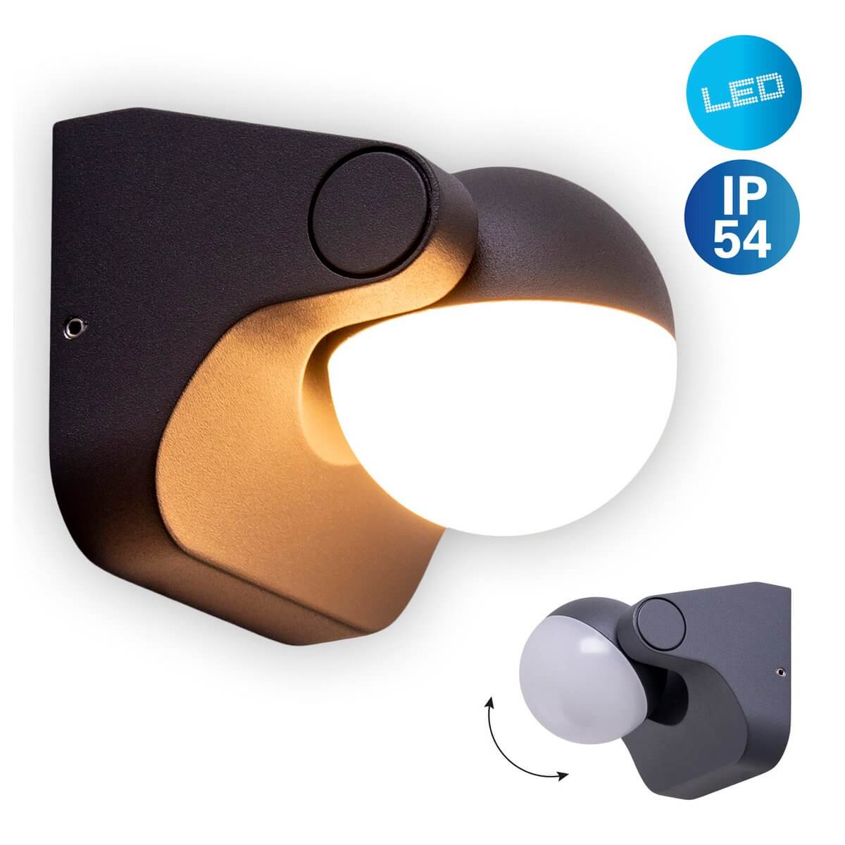LED Wandlamp Antraciet – Modern Draaibaar Licht Voor Buiten