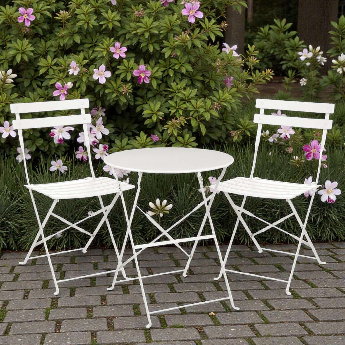 Laurence bistroset metaal wit - inklapbaar - set van 3