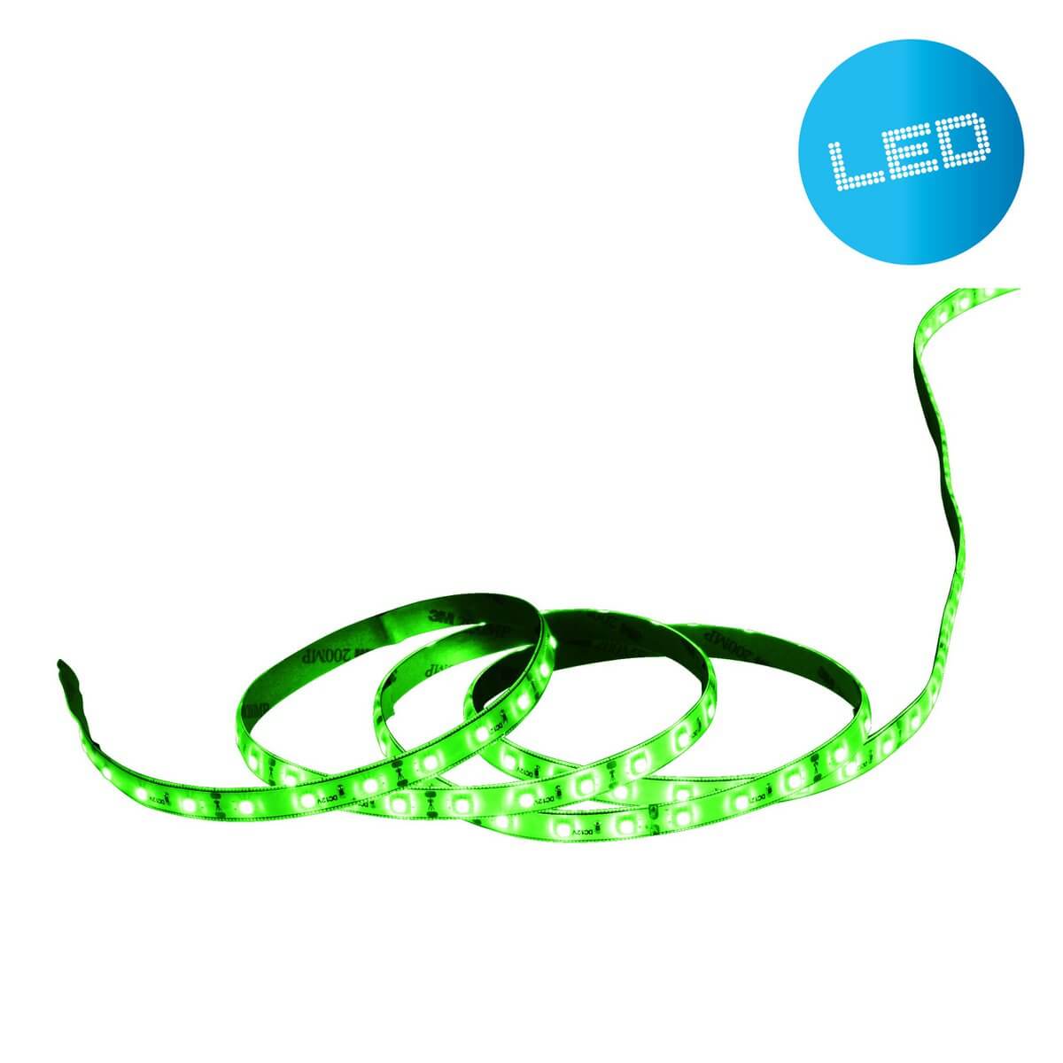 Led "Stripe" ca. 5 m lang, met 2 Flex -bindmiddelen en plug -in voeding; 300 LED's, groen.