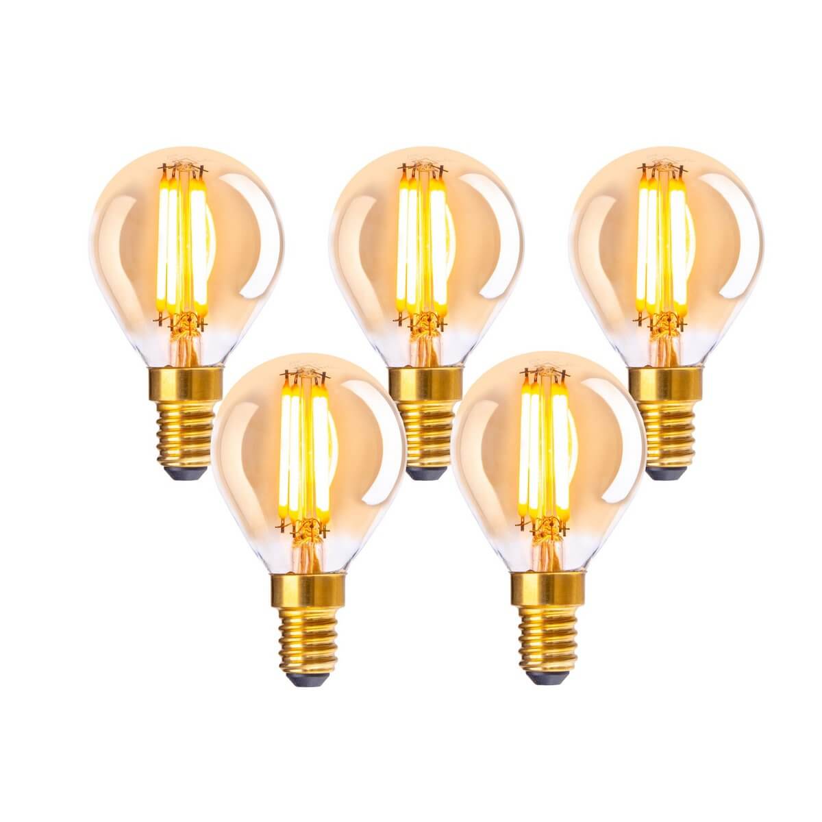 Led filamentlamp amber E14 - 4W dimbaar - set van 5