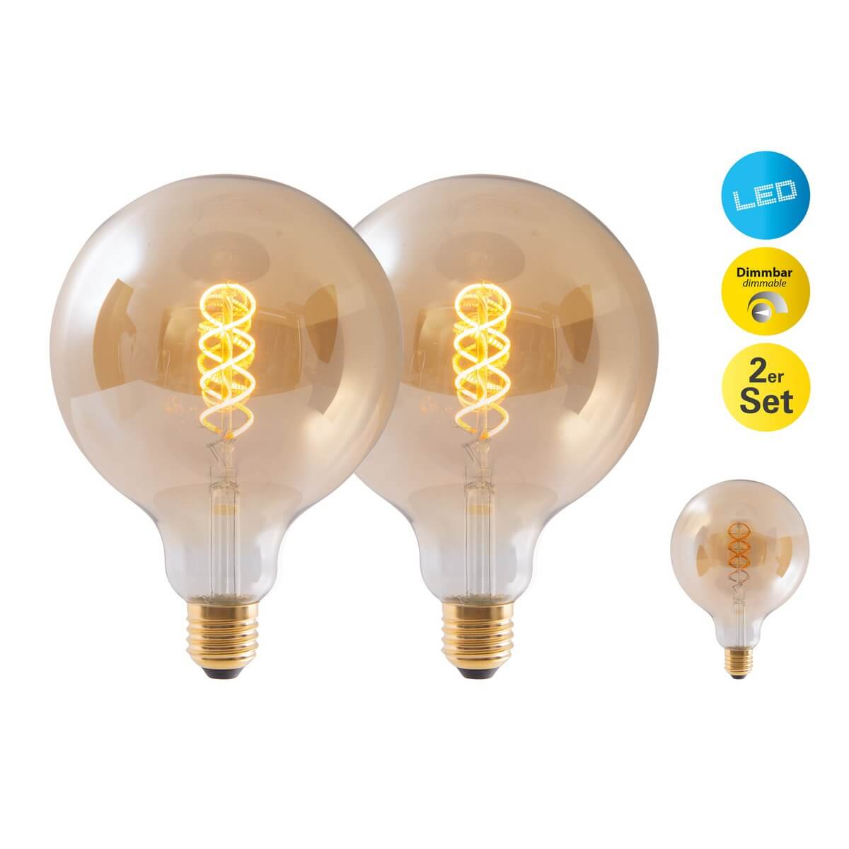 Led filamentlamp amber E27 - 5W warm wit - set van 2