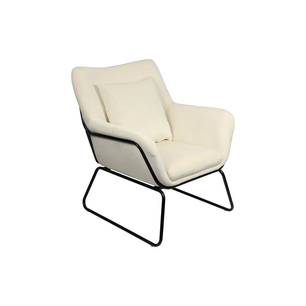 Lounge chair upholstered in beige velvet - SalesFever