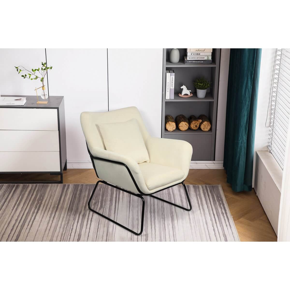 Lounge chair upholstered in beige velvet - SalesFever