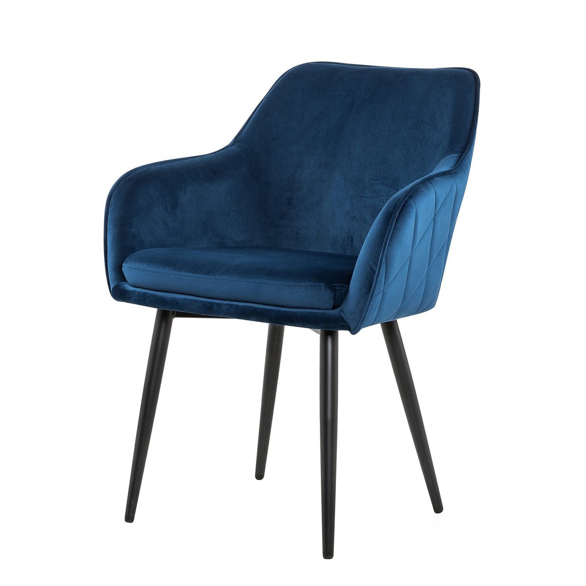Luxe Fluwelen Eetkamerstoel met Armleuningen – Modern Chic – Blauw/Zwart - SalesFever - Casanovio