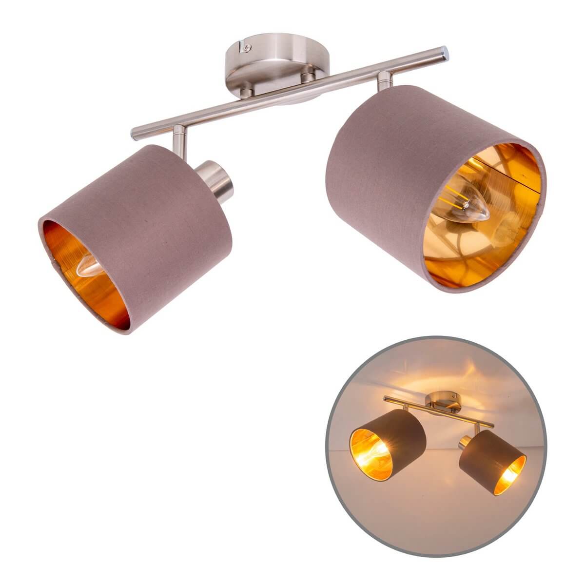 Maron muur en plafondlamp satijn nikkel - met 2 lichtpunten - 46 × 12 × 20,7 cm