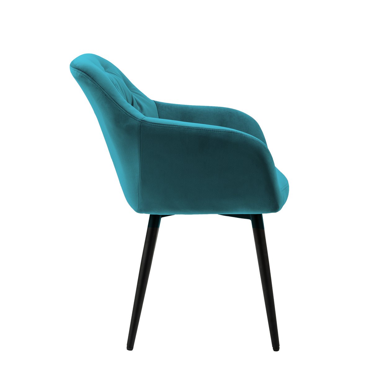 Moderne Eetkamerstoel Turqoise Fluweel - Met Armleuningen en Zwart Metalen Frame - SalesFever - Casanovio