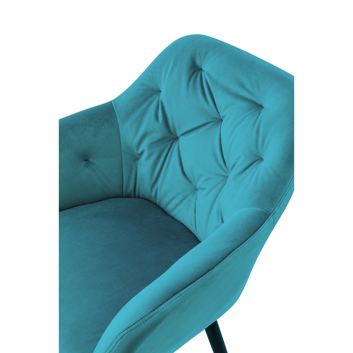 Moderne Eetkamerstoel Turqoise Fluweel - Met Armleuningen en Zwart Metalen Frame - SalesFever - Casanovio