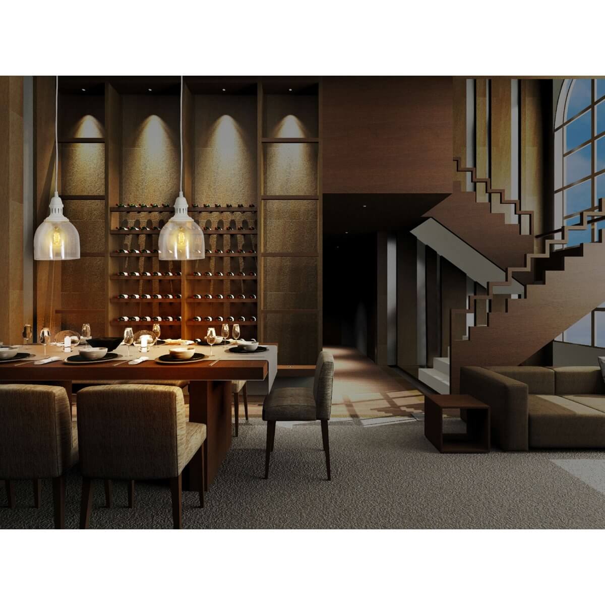 Mumbai hanglamp wit glas - met metalen frame - 18,5 × 18,5 × 110 cm