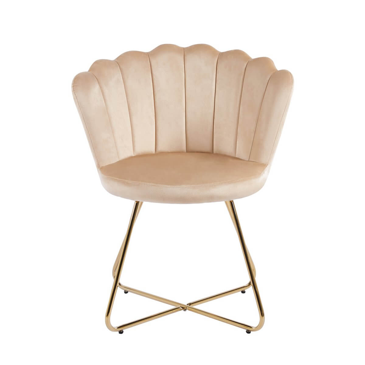 Muschelstuhl aus Samt 2er Set Beige - SalesFever