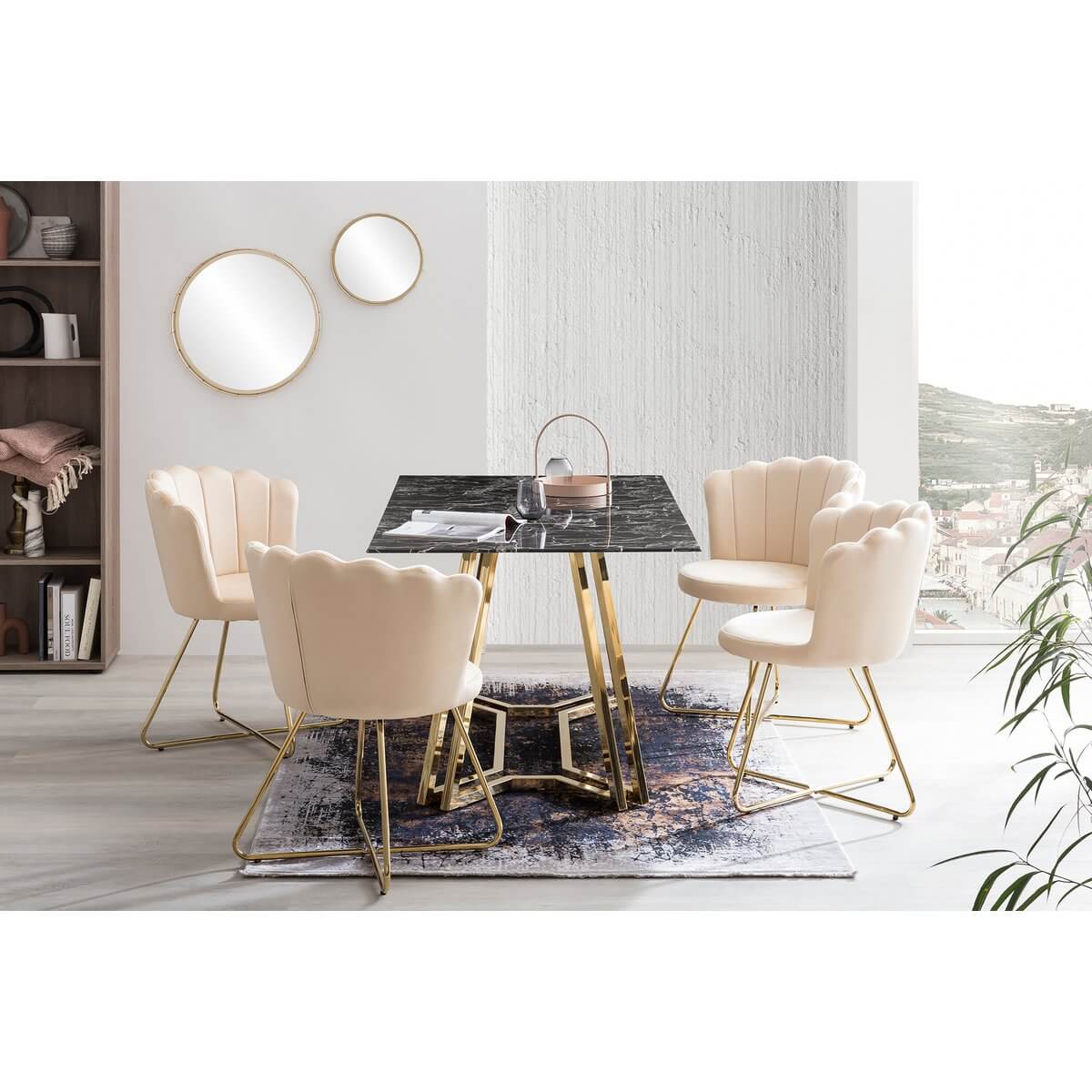 Muschelstuhl aus Samt 2er Set Beige - SalesFever