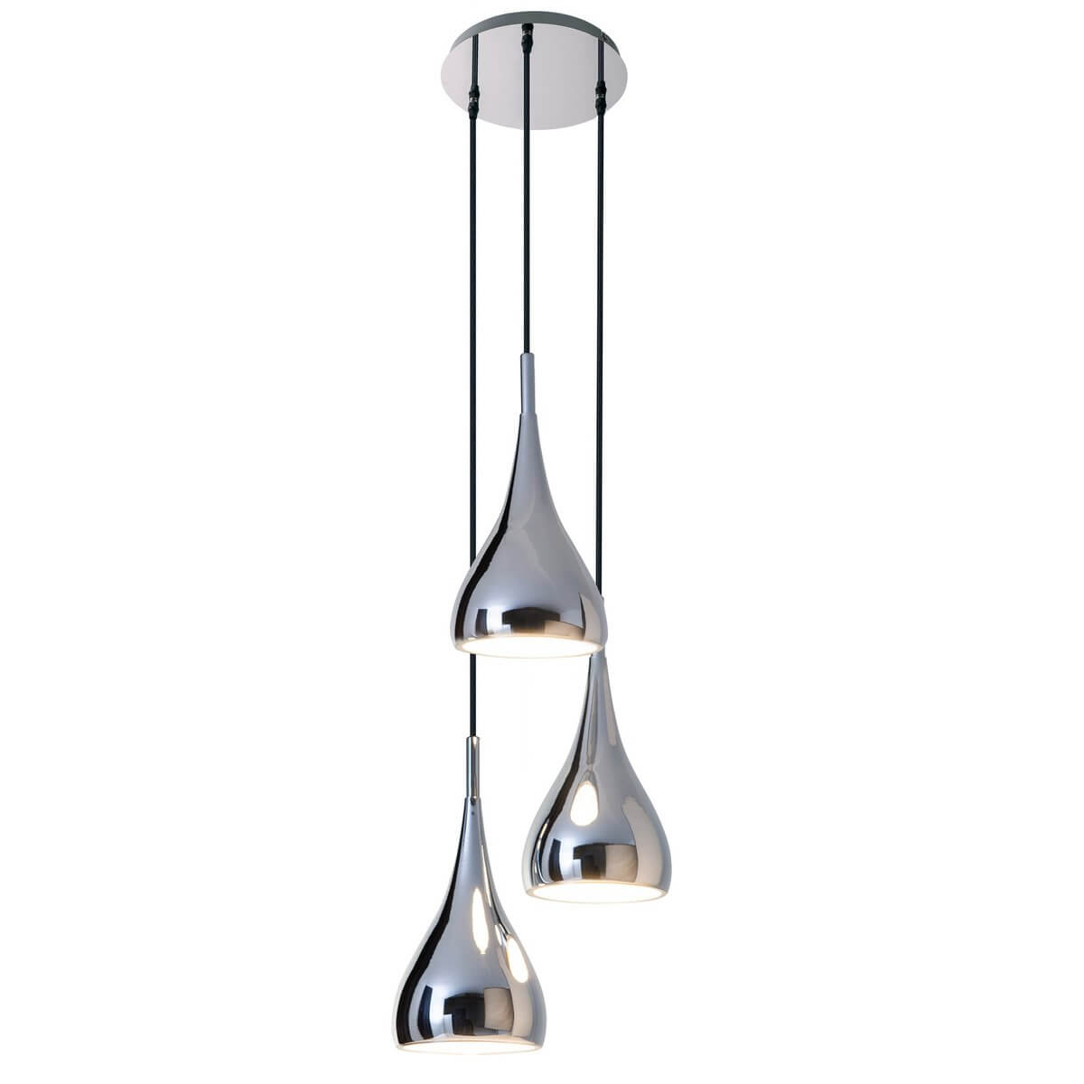 Näve 3-arm hanglamp chroom glans - druppelvormige kappen - Ø 30 × 120 cm