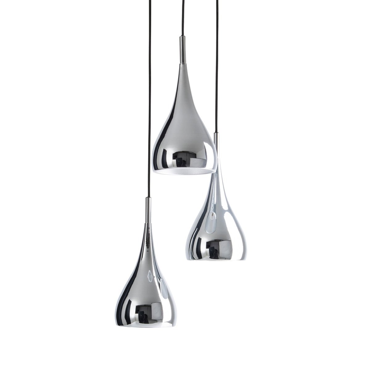 Näve 3-arm hanglamp chroom glans - druppelvormige kappen - Ø 30 × 120 cm