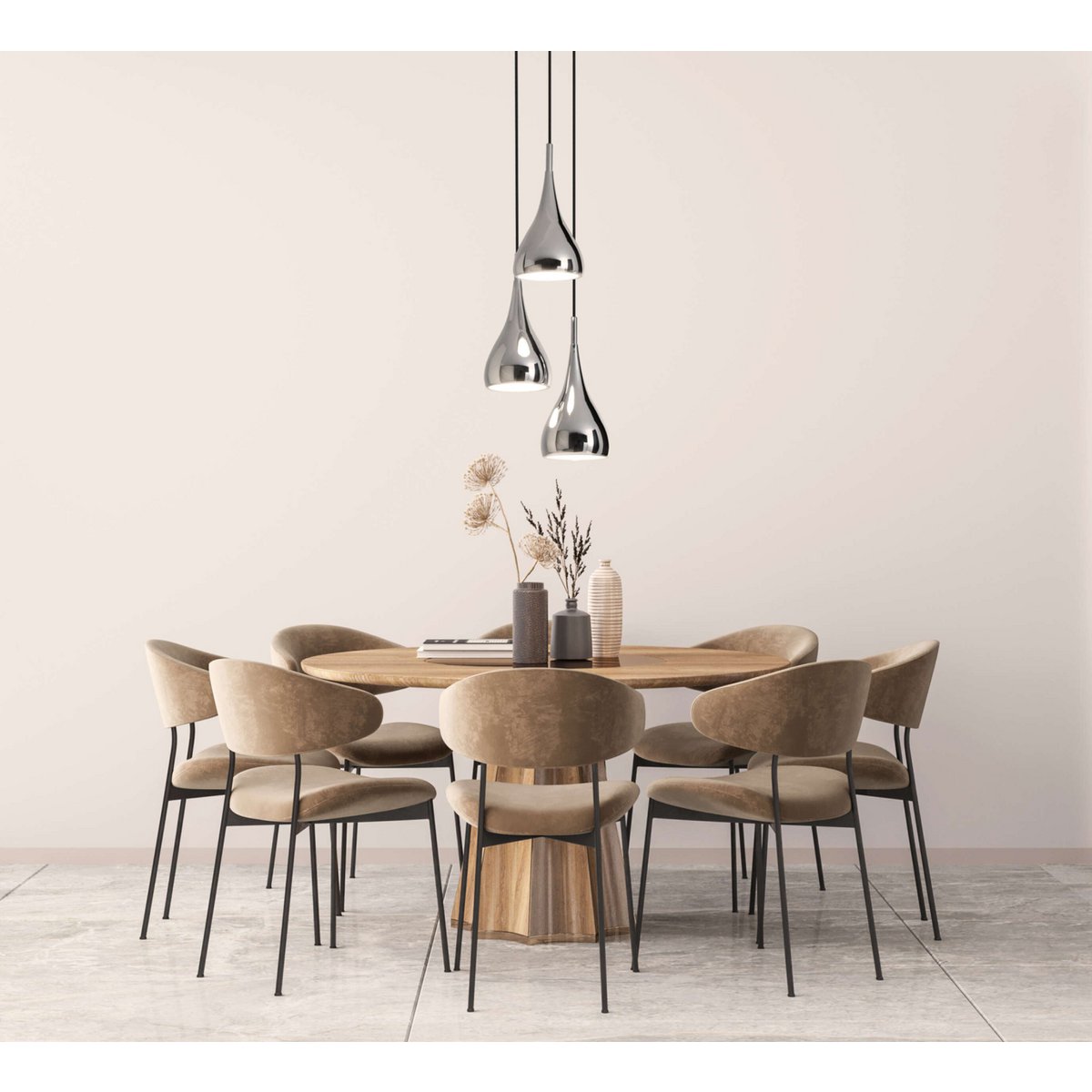 Näve 3-arm hanglamp chroom glans - druppelvormige kappen - Ø 30 × 120 cm