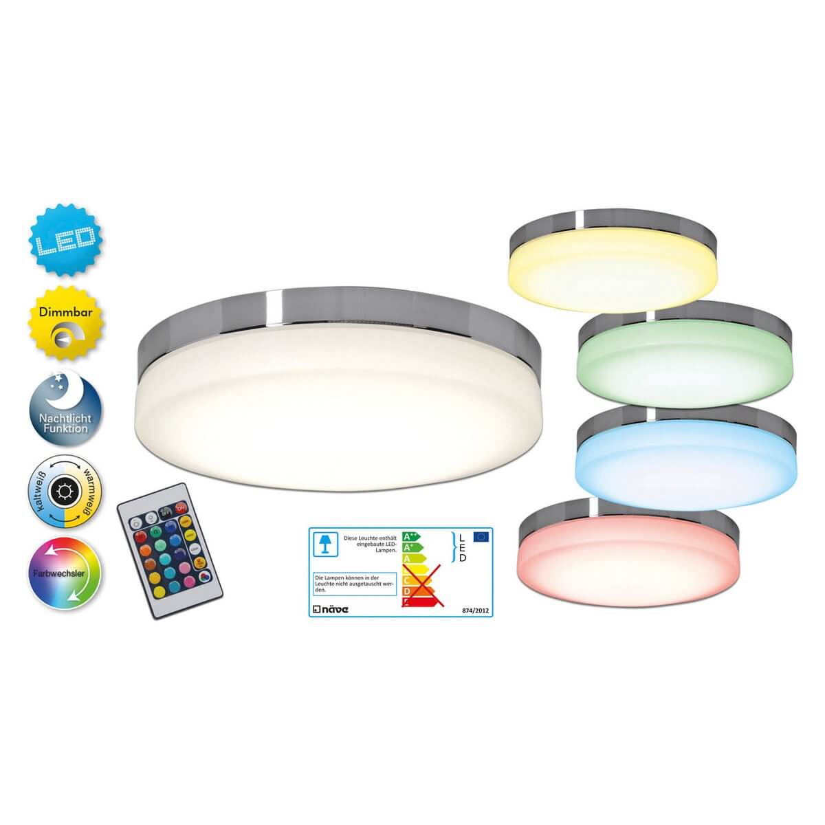 Paris led plafondlamp - CCT 3000–6000K met afstandsbediening - Ø 29 × 9 cm