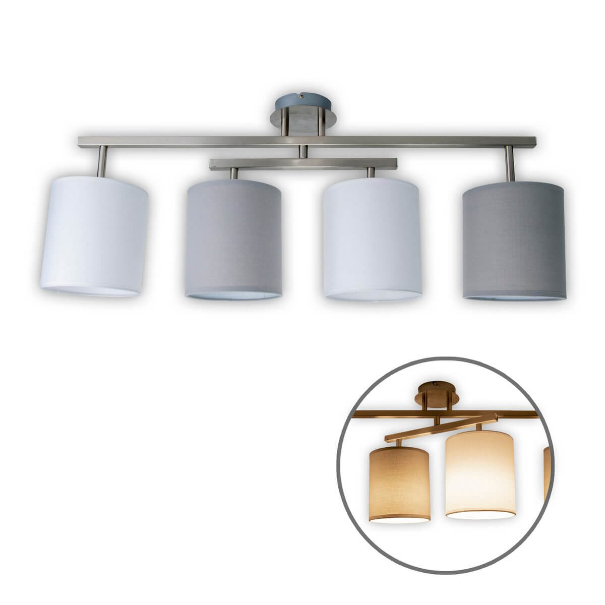 Plafondlamp met verstelbare kappen grijs wit - E27 - 82 × 29 × 33 cm