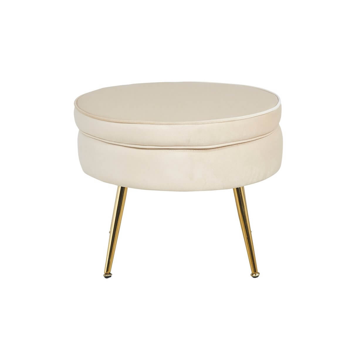 Round pouf in beige velvet - SalesFever