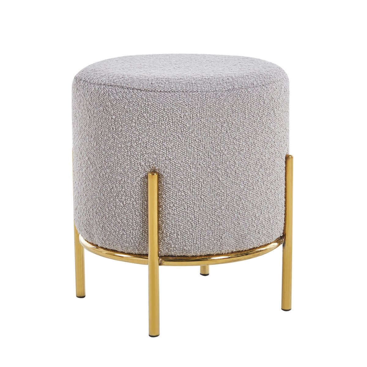 Polsterhocker Ø35 cm Bouclé Stoff Taupe - SalesFever