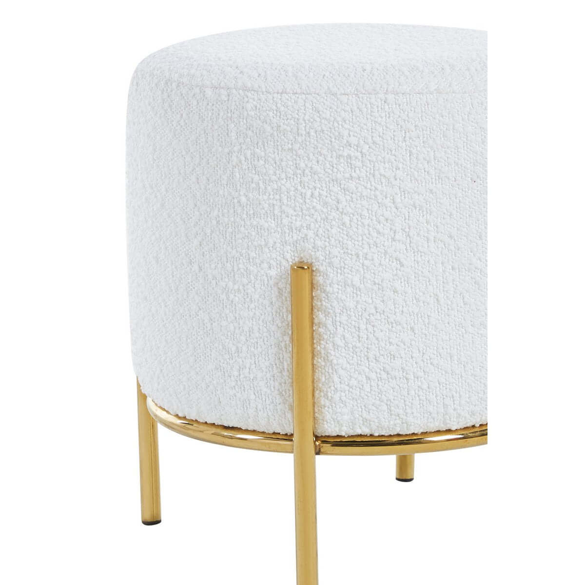 Polsterhocker Ø35 cm Bouclé Stoff Weiß - SalesFever