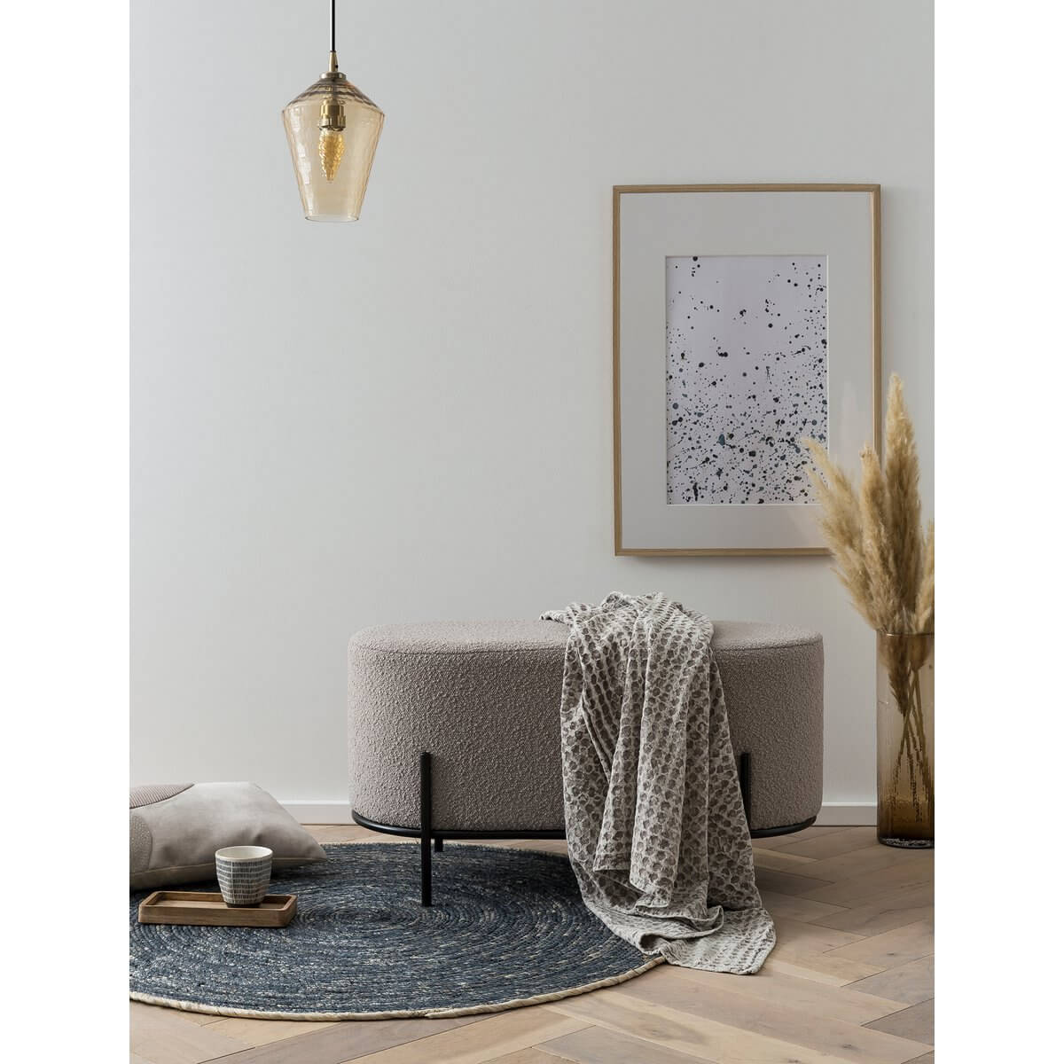 Polsterhocker Bouclé Stoff Taupe - SalesFever