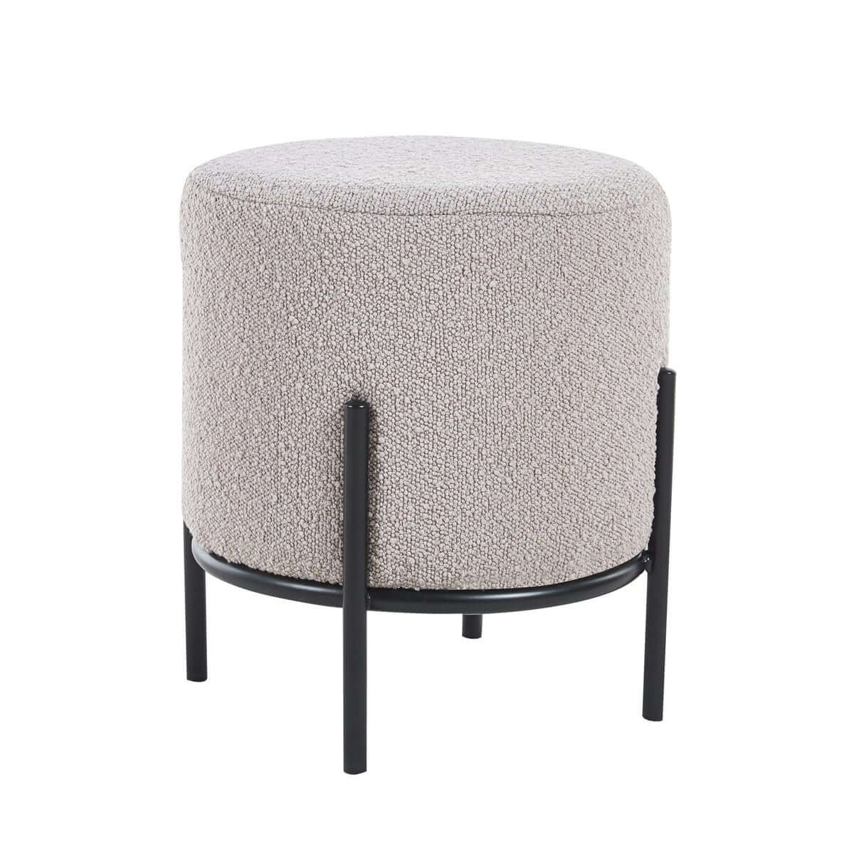 Polsterhocker Ø35 cm Bouclé Stoff Taupe - SalesFever