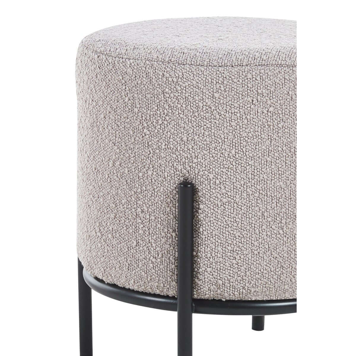 Polsterhocker Ø35 cm Bouclé Stoff Taupe - SalesFever