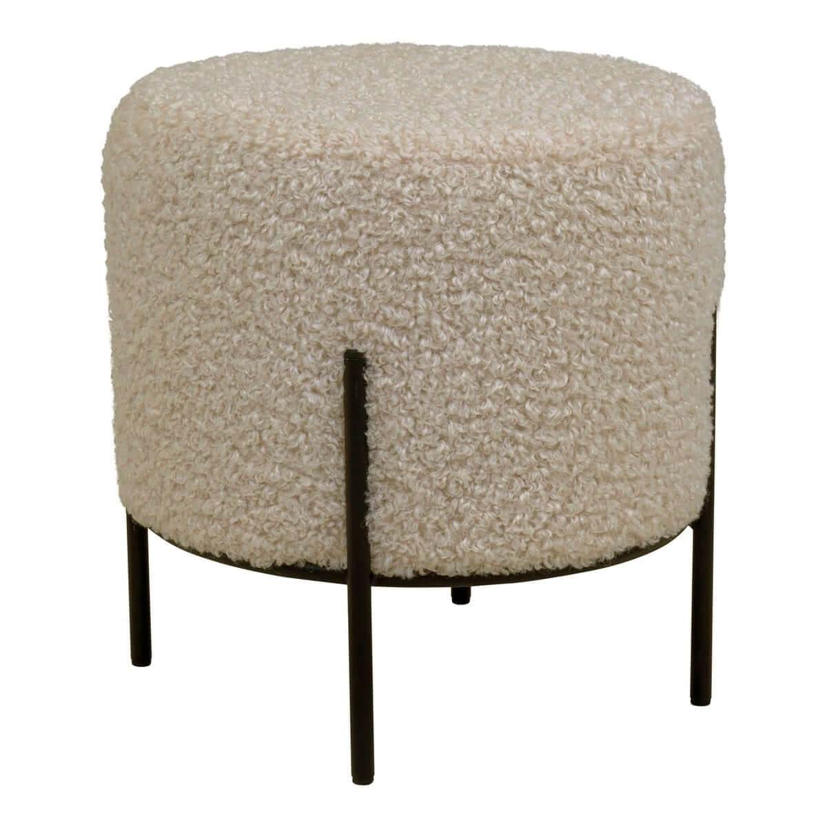 Alford Pouf - Grey-Brown, Artificial Lambskin, 35.5x37cm - House Nordic ApS