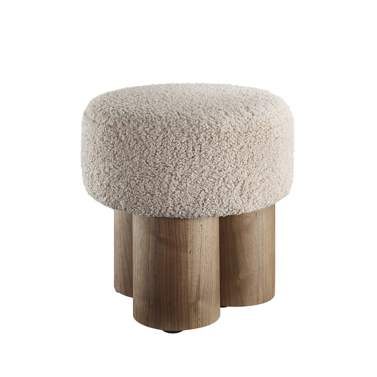 Pouf Teddy Rond 50 cm – Olifantenpoot Design met Houtfineer Basis - SalesFever - Casanovio