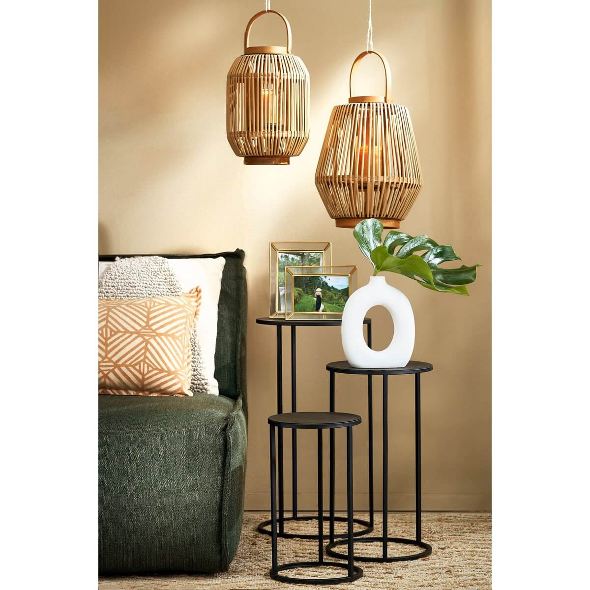 Quinty bijzettafels metaal zwart - rond met hoogteverschil - set van 3