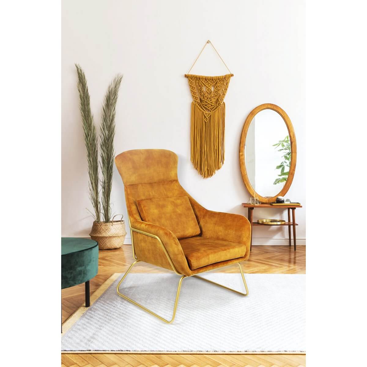 Relax armchair made of gold velvet velor - SalesFever