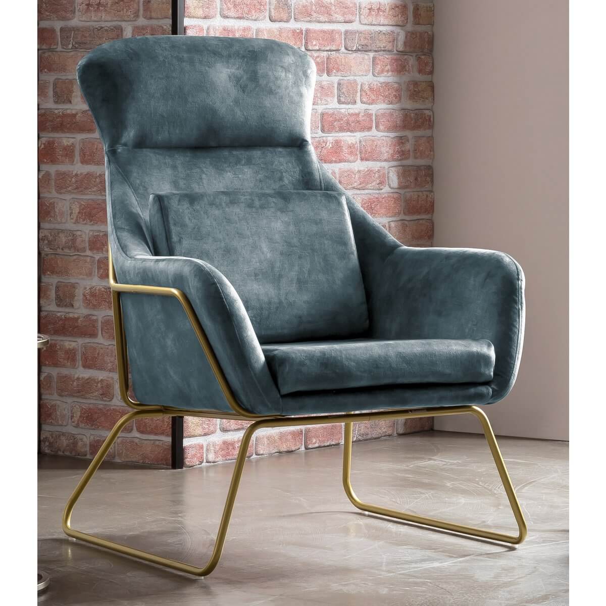 Relax armchair made of velvet velor blue - SalesFever