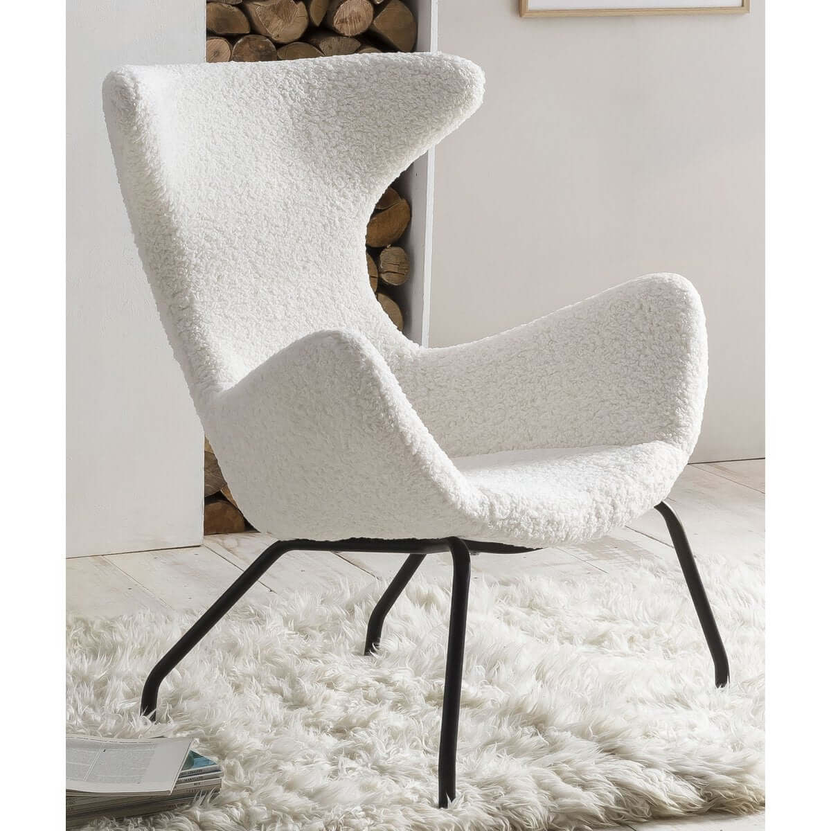 Relax armchair teddy fur white - SalesFever