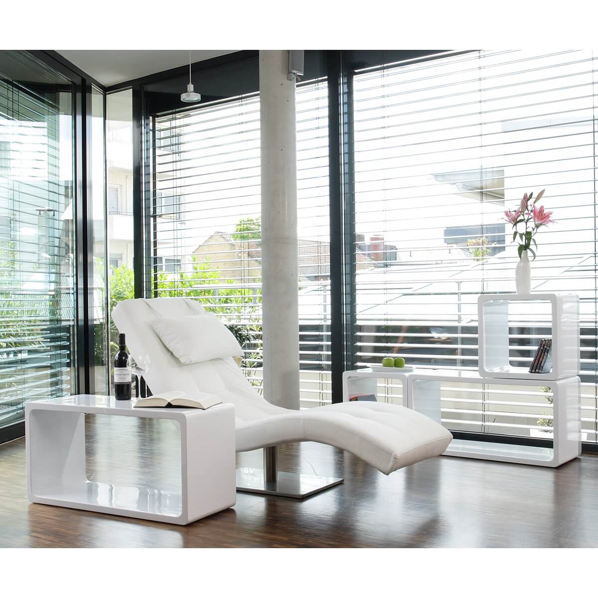 Relaxation lounger white imitation leather look - SalesFever