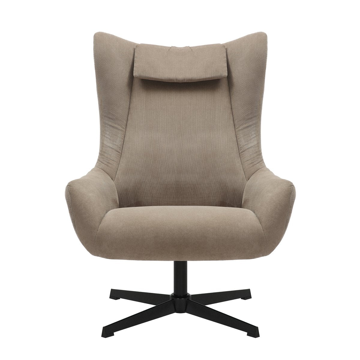 Relaxstoel Bruin met Hocker – Corduroy-Look met Zwart Metalen Frame - SalesFever - Casanovio