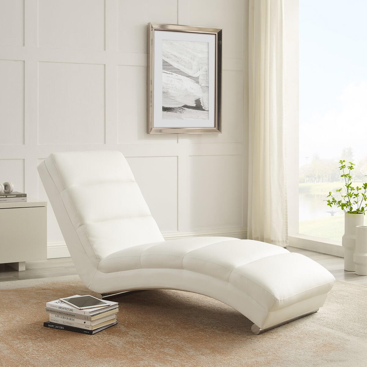 Relaxation lounger white imitation leather look - SalesFever
