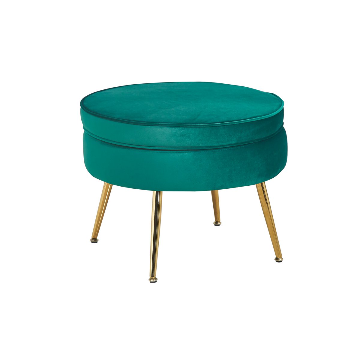Ronde Poef Groen - Fluweel en Goudkleurig Frame - SalesFever - Casanovio