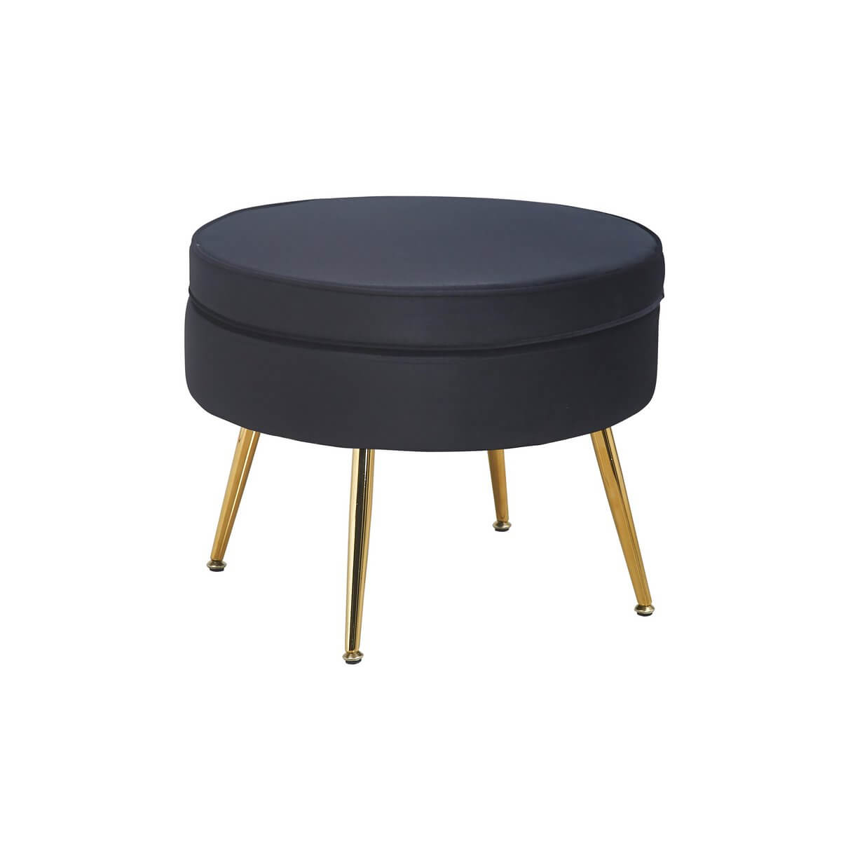 Round pouf in black velvet - SalesFever