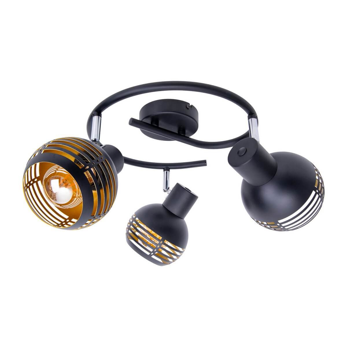 Rondel plafondspot metaal zwart goud - 3 spots - Ø 48 × 15 cm